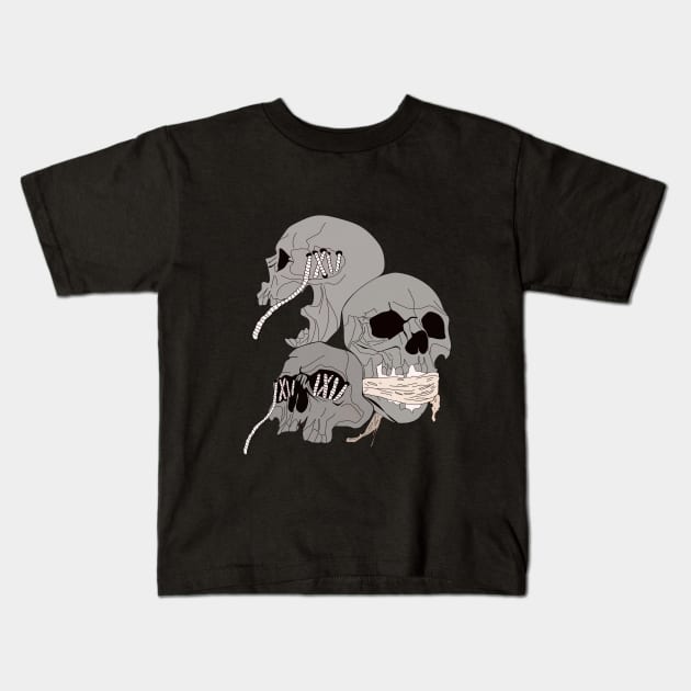 3 skulls Kids T-Shirt by Happydesign07